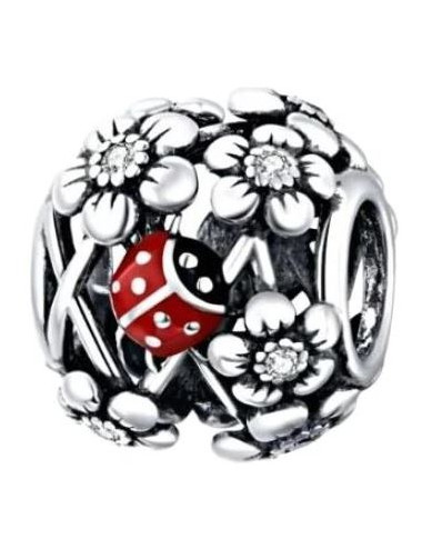 Charms biedronka kwiaty...