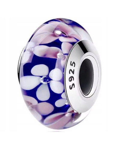 Charms Murano różowe kwiaty...