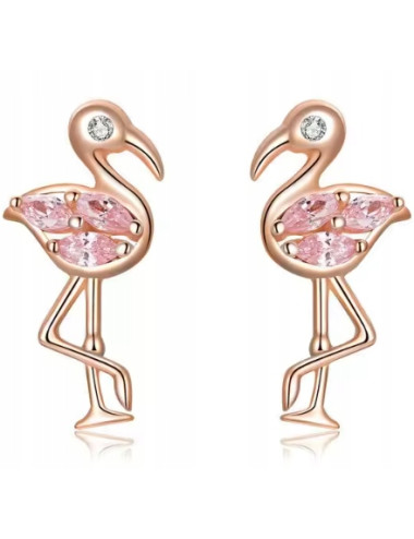 kolczyki flamingi rose gold...